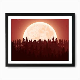 Full Moon In The Forest Art Print