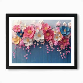 Elegant Colorful With Vibrant Flower Hanging Branches Illustration 1 Art Print