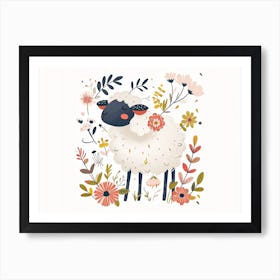 Little Floral Sheep 1 Art Print