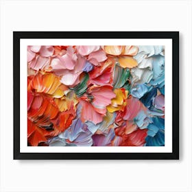 Abstract Rainbow Colour Palette Knife Oil Painting Art Print