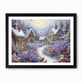 Lavender Christmas Ephemera Oil Paintings 7 Art Print
