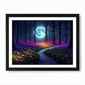 Full Moon In The Forest 2 Art Print