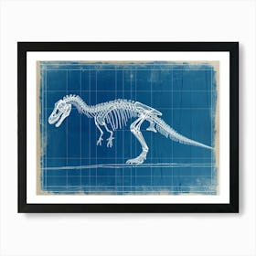 Troodon Skeleton Hand Drawn Blueprint 2 Art Print