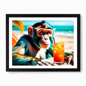 Monkey Hanging At The Beach Poster