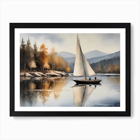 Sailboat Painting Lake House (14) Art Print