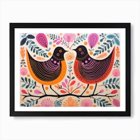 Robin 1 Folk Style Animal Illustration Art Print