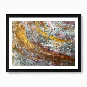 Abstract Texture Acrylic Painting Gold Grey Red Rust Art Print