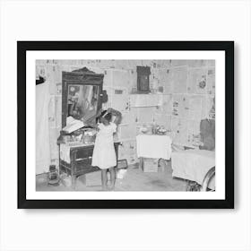 Southeast Missouri Farms, Sharecropper S Child Combing Hair In Bedroom Of Shack Home Near La Forg Art Print