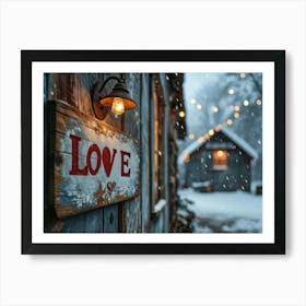 Love Sign In The Snow Art Print