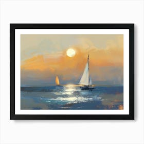 Sailboats At Sunset 27 Art Print