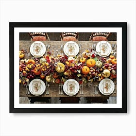 A Traditional Rustic Autumn Harvest Table Set For A Festive Gathering Sun Bleached Wooden Table Hig (1) 2 1 Art Print