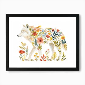 Little Floral Arctic Wolf 3 Art Print