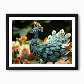 3d Carton Peacock Art Print