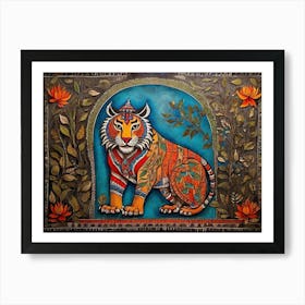 Default Traditional Madhubani Style Painting Of A Tiger On A T 1 (2) Art Print