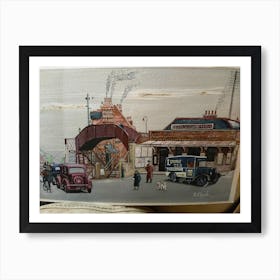 Waiting at the crossing Art Print