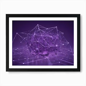 Abstract Image Of A Purple, Glowing, Sphere Connected To A Network Of Lines, Resembling A Digital Network Or A Cosmic Constellation Art Print