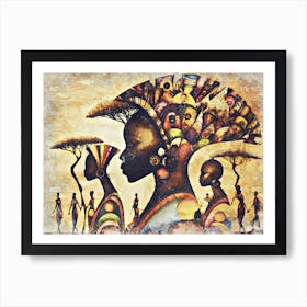 A Nice African Art Illustration With An Impasto Style 09 Art Print