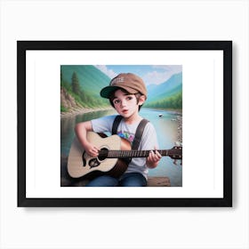 Acoustic Guitar Kid Art Print