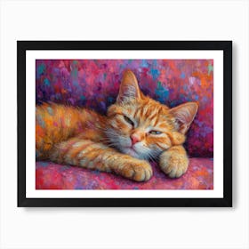 Whiskered Masterpieces: A Feline Tribute to Art History: Orange Tabby Cat Art Print