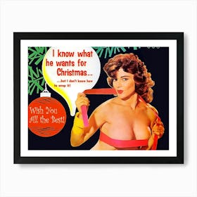 Sexy Pinup Christmas Greeting Art Print