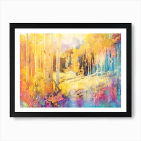 Landscape Forest Trees Art Illustration In A Painting Style 01 Art Print