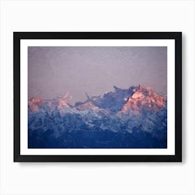 Mountains And Rocks At Dawn Oil Painting Landscape Art Print