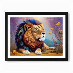 Lion In The Forest 3 Art Print