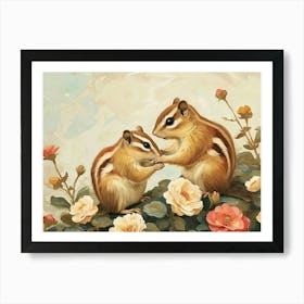 Floral Animal Illustration Chipmunk 1 Art Print