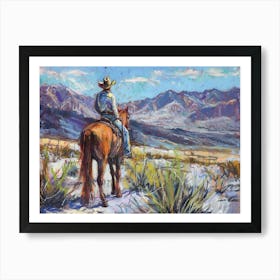 Cowboy In Mojave Desert Nevada 4 Art Print