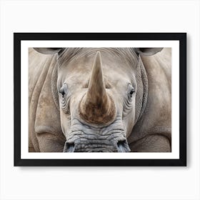 White Rhinoceros Close Up Realism 3 Art Print