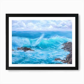 Storm in the sea oil painting art print Art Print