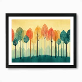 Water color minimal graphic forest Art Print