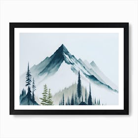 Mountain And Forest In Minimalist Watercolor Horizontal Composition 421 Art Print