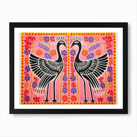 Crane 1 Folk Style Animal Illustration Art Print