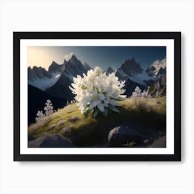 Cluster Of Edelweiss On The Mountain Slope Art Print