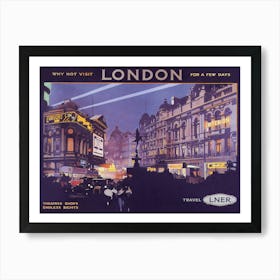 London At Night Vintage Travel Poster Art Print
