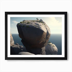 Solitary Rock Formation Perched Atop A Cliff Art Print