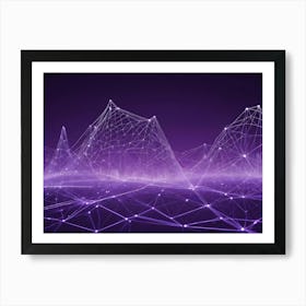 Abstract Digital Artwork Of A Cityscape With A Glowing Purple Network Of Lines Representing Connections 1 Art Print