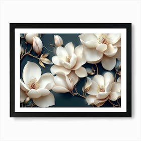 Abstract Background Of 3d Magnolia Flowers 5 Art Print