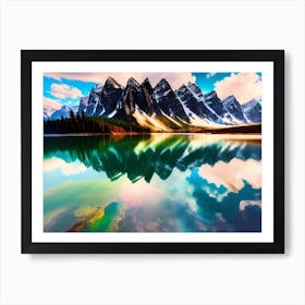 Mountains Reflected In A Lake Art Print