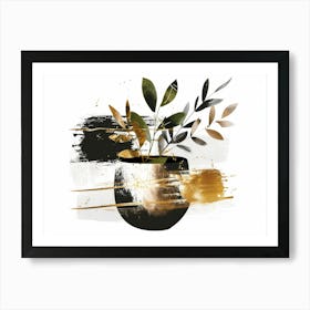 Gold Leaf In A Vase Art Print