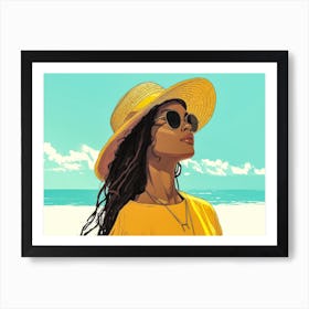 Illustration of an African American woman at the beach 6 Art Print