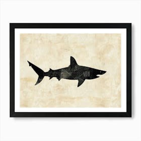 Grey Shark Silhouette 3 Art Print