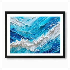 Abstract Turbulent Ocean Surface Turquoise And Blue Hues Dominating Intermingled With White Foam A (3) Art Print