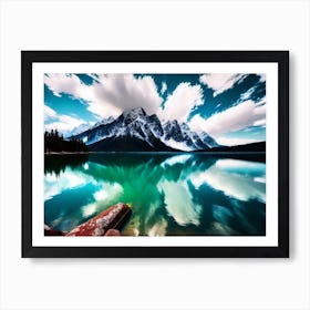 Mountain Lake With Clouds Art Print