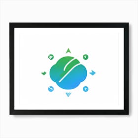 Abstract Logotype Featuring A Central Pinpoint Symbol Radiating Geolocation Lines Surrounded By Ele (1) Art Print