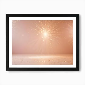 Abstract Image Of A Light Pink Background With Golden Sparks And Glitter Art Print