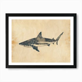 Bull Shark Grey Silhouette 1 Art Print