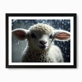 Ai Cute Lamb In Shower Rain 022202 Art Print