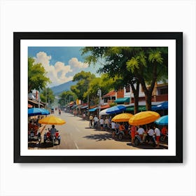 Thai Street Scene Art Art Print